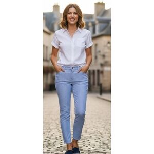 WHBM Slim Ankle Pants Blue & White Striped Size 4